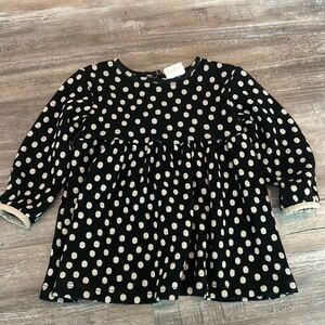 Zara Kids | Black Polka Dot Knit Flowy Dress
